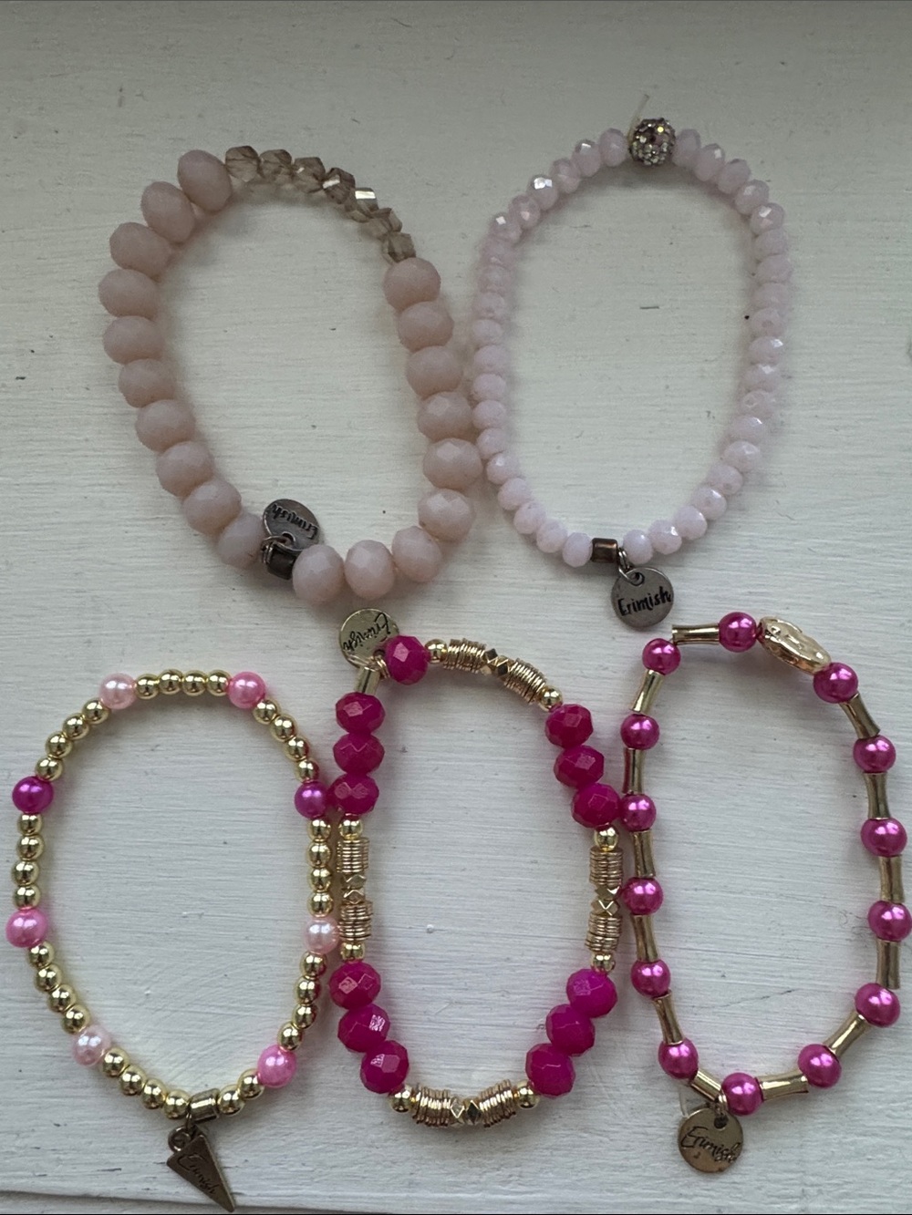 Erimish Pink Beaded Stretch Bracelet Set - Women Jewelry